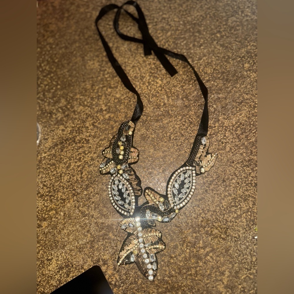 Chic Black and Gold Statement Necklace